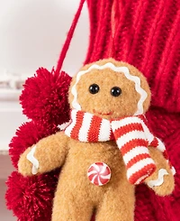 Glitzhome Knitted Christmas Stockings with Complimentary Gingerbread Man Ornament, Set of 2