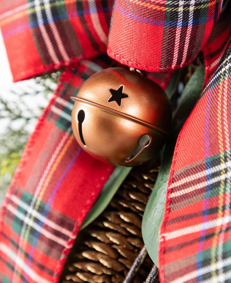Glitzhome Christmas Bell, Pinecone and Berry Bow Teardrops, Set of 2