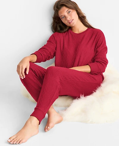 State of Day Women's Cable Jogger Pajama Set, Xs-3X, Macy's Exclusive