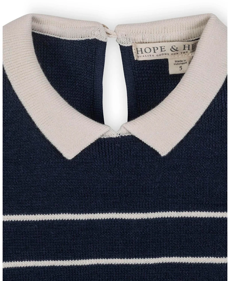 Hope & Henry Toddler Girls Organic Short Sleeve Milano Sweater Dress with Collar
