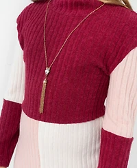 Rare Editions Big Girls Long sleeve Dress with Necklace