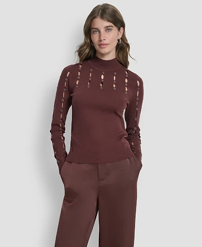 Dkny Women's Grommet Long Sleeves Sweater