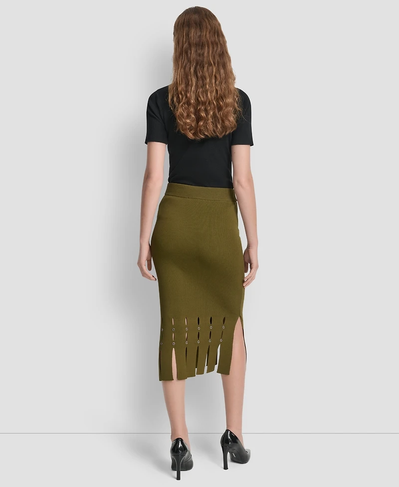 Dkny Women's Grommet Detail Sweater Pencil Midi Skirt