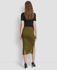 Dkny Women's Grommet Detail Sweater Pencil Midi Skirt