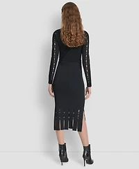 Dkny Women's Grommet Detail Sweater Pencil Midi Skirt