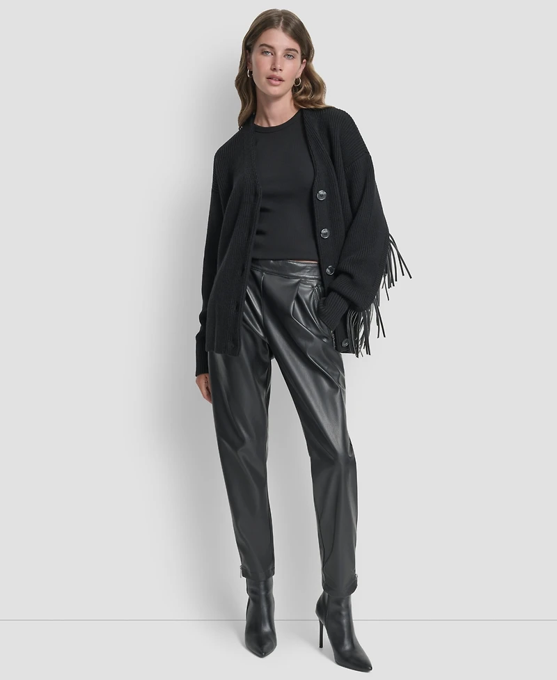 Dkny Women's Fringe Long Sleeve Cardigan Sweater