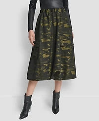 Dkny Women's Camo Print Jacquard Bubble Midi Skirt