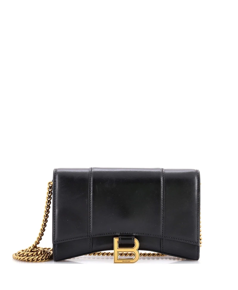 Pre-Owned Balenciaga Hourglass Chain Wallet Leather