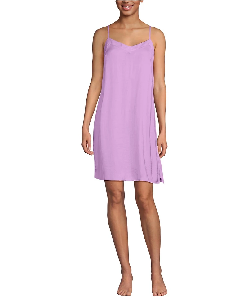 Lands' End Women's Matte Satin 2 Piece Pajama Set - Nightgown and Robe