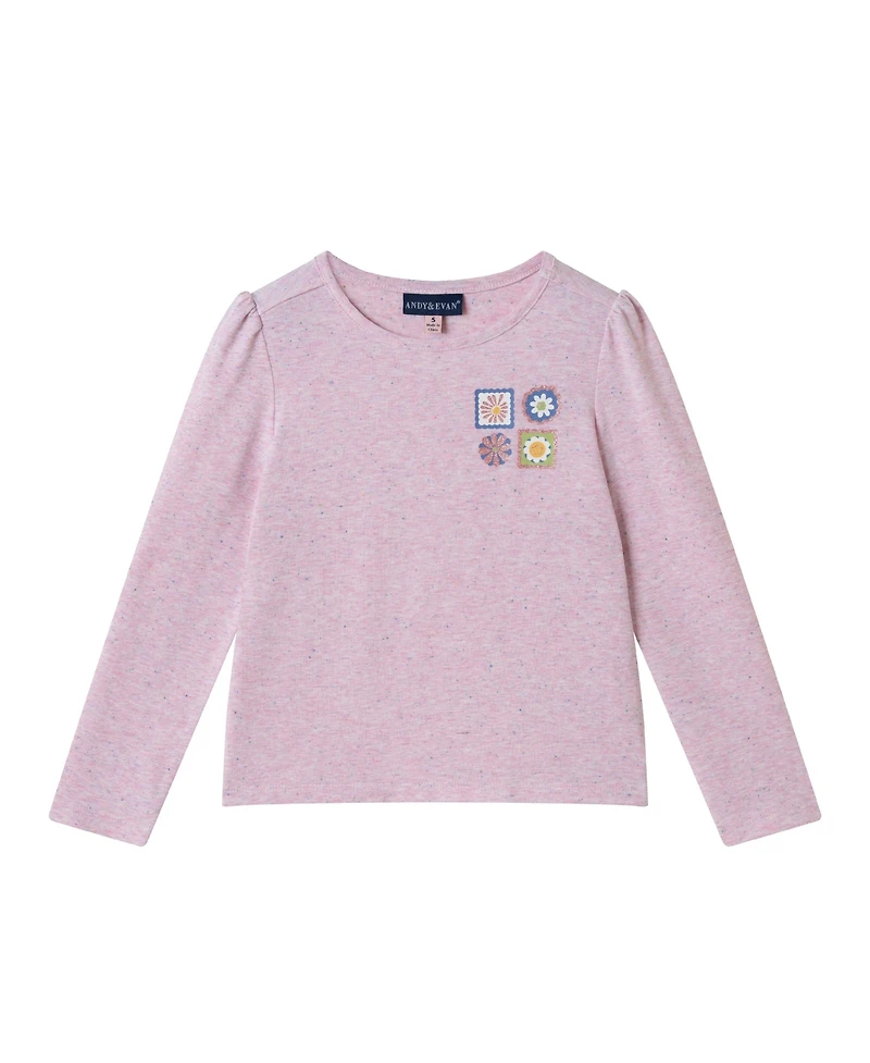 Andy & Evan Toddler Girls Toddler/Child Nep Tee w/Floral Accents