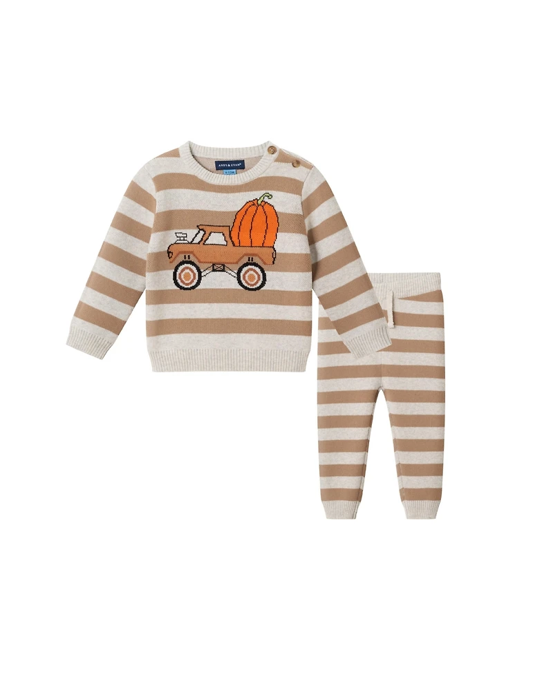 Andy & Evan Baby Striped Sweater with Truck Set