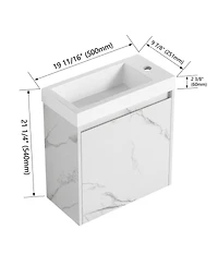 Casainc 20 Inch Floating Vanity with Resin Sink and Soft-Close Cabinet Door