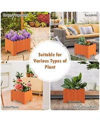Gymax 2 Pack Rectangular Planter Box Weather-resistant Hdpe Flower Pot w/ Drainage Gaps