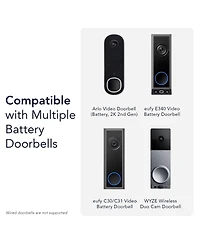 Wasserstein Universal Solar Charger with Built-in Battery for Arlo Video Battery Doorbell 2K (2nd Gen) & Wyze Wireless Duo Cam & eufy E340/C30/C31 Doo