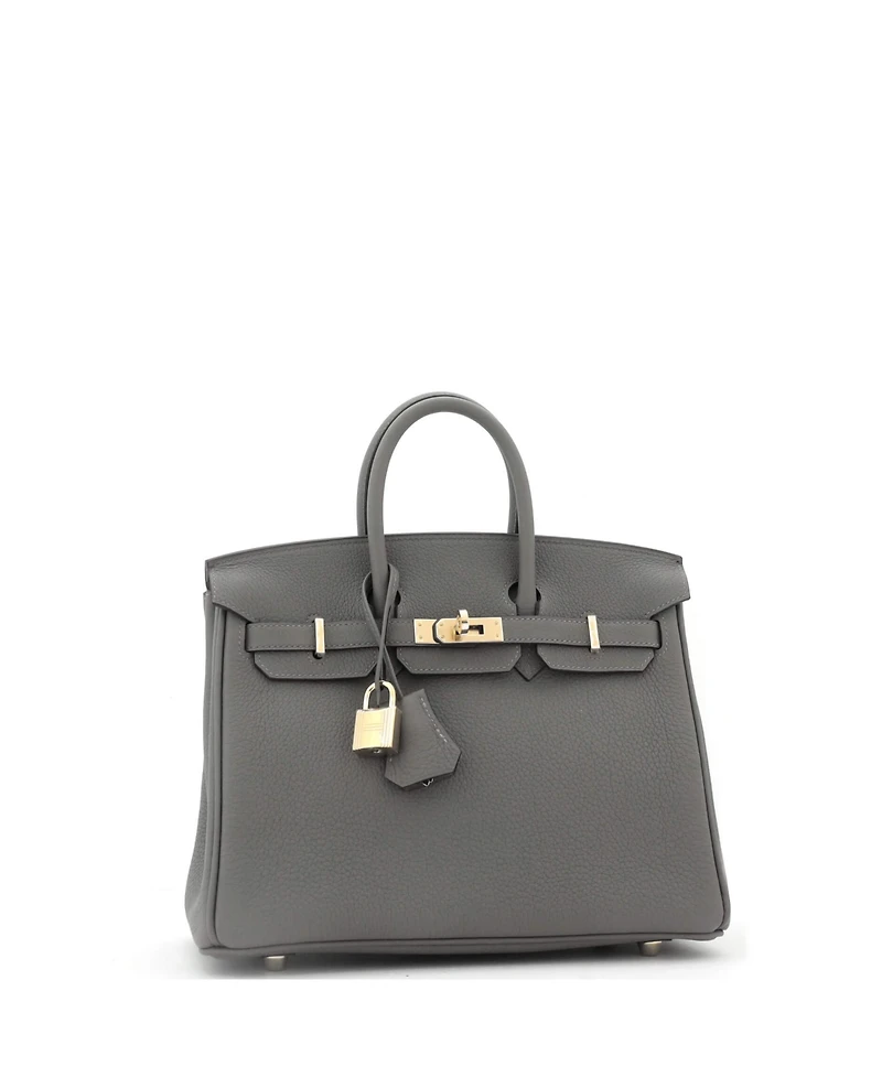Pre-Owned Hermes Birkin 25 Handbag Grey Togo with Permabrass Hardware