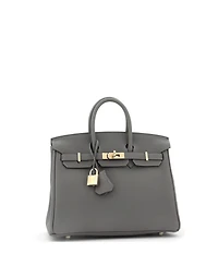 Pre-Owned Hermes Birkin 25 Handbag Grey Togo with Permabrass Hardware