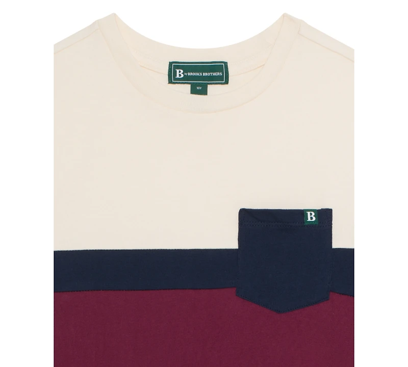 B By Brooks Brothers Big Boys Color Block Pocket Short Sleeve T-Shirt