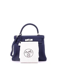 Pre-Owned Hermes Kelly 28 Handbag Clemence with Palladium Hardware