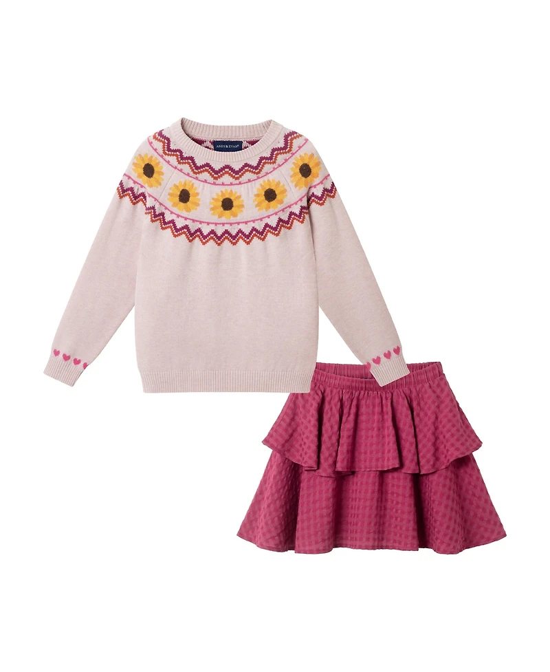 Andy & Evan Toddler Girls Toddler/Child Fall Fairisle Sweater Set