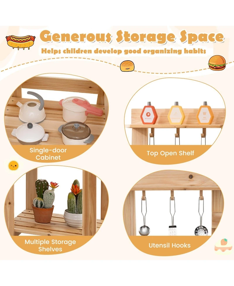 Mecale 3-Piece Outdoor Kitchen Set Mud Kitchen with Separate Bbq Grill and Pizza Oven