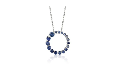 Suzy Levian Sterling Silver Natural Sapphire Circle Journey Pendant Necklace