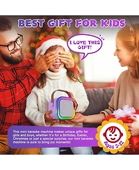 Mini Karaoke Machine for Kids, Haomuren Portable Speaker with 2 Wireless Microphones, Christmas Birthday Gifts Girl Singing Karaoke Machine for 3-12+