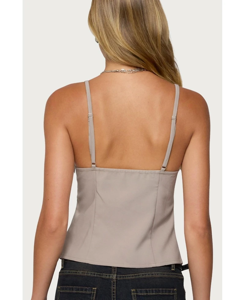 Edikted Womens Shay Split Front Buckle Tank Top