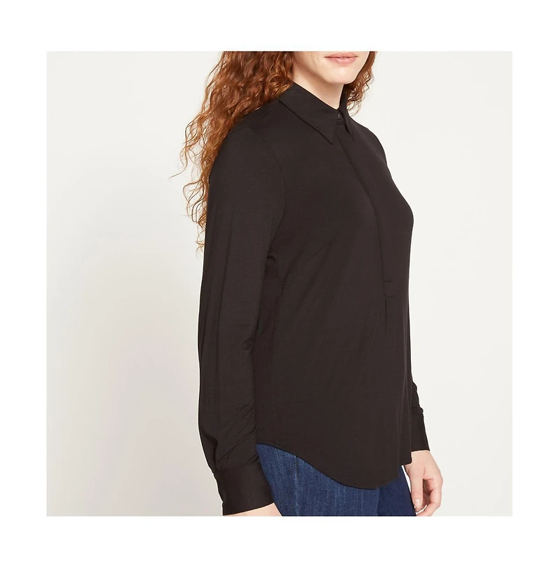 Universal Standard Womens Plus Elbe Popover Liquid Jersey Shirt Classic Fit