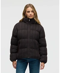 Nvlt Women's Sweater Knit Puffer Jacket