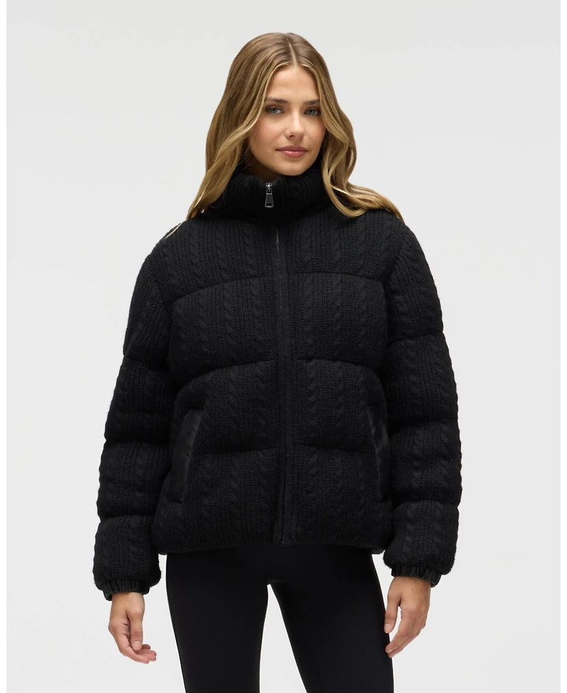 Nvlt Women's Sweater Knit Puffer Jacket