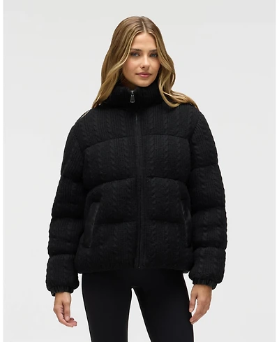 Nvlt Women's Sweater Knit Puffer Jacket