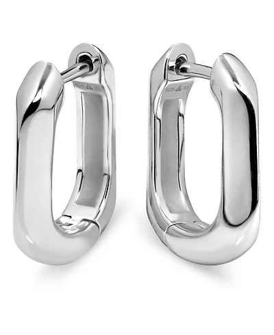 Devata Beveled Hoop Earrings in Sterling Silver
