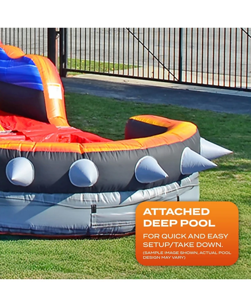 JumpOrange Rocker Commercial Grade Inflatable Water Slide with Splash Pool & Blower, Kids and Adults, Outdoor Backyard Water Park, Indoor Use, Summer
