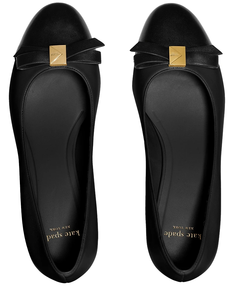 kate spade new york Women's Deco Bow Smooth Leather Ballet Pumps