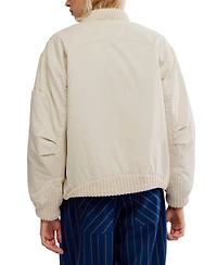 Free People Women's Jax Washed Bomber Long Sleeve Jacket