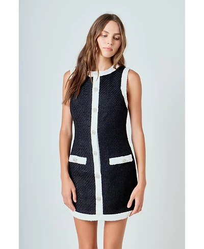 endless rose Women's Tweed Sleeveless Mini Dress