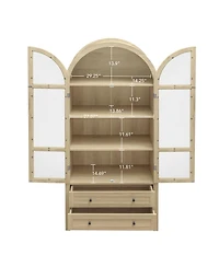 Casainc 70" Tall Arched Pantry Cabinet with Adjustable Shelves for Kitchen or Living Room
