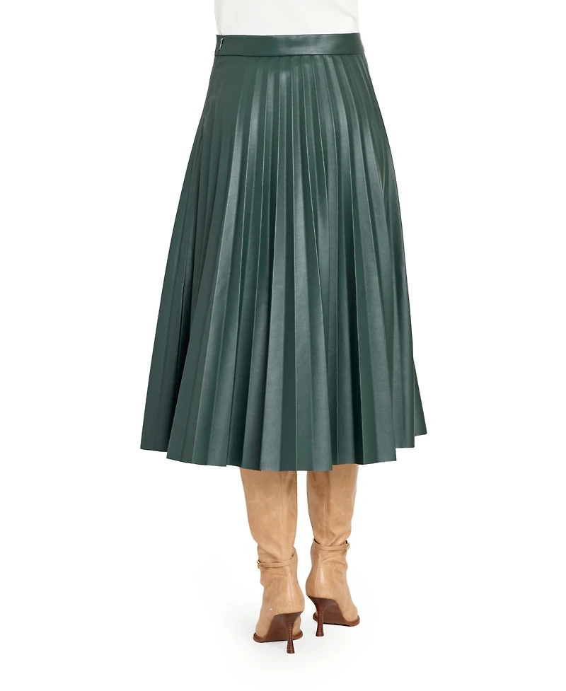Tahari Asl Women's Long Leather Pleated Skirt