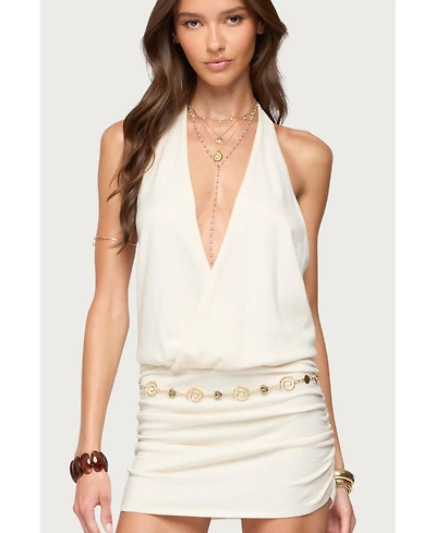 Edikted Womens Adrian Knit Halter Mini Dress