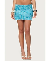 Edikted Womens Asher Beaded Floral Mini Skirt