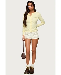Edikted Women's Maeva Button Up Pointelle Top