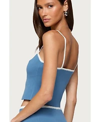 Edikted Womens Pheobe Contrast Knit Tank Top