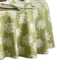 Elrene Falling Leaves Jacquard Cotton Tablecloth, 70" Round