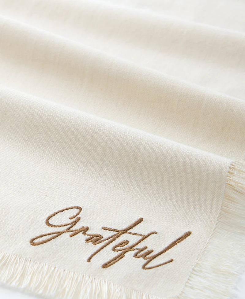 Elrene Fringed Harvest Sentiment Cotton Napkins, Set of 4