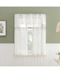No. 918 Hollis Floral Leaf Sheer Rod Pocket Kitchen Curtain Valance