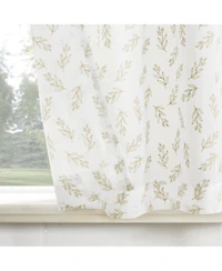 No. 918 Hollis Floral Leaf Sheer Rod Pocket Kitchen Curtain Tier Pair