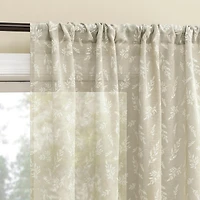 Briarwood Delicate Leaf Textured Sheer Rod Pocket Curtain Panel