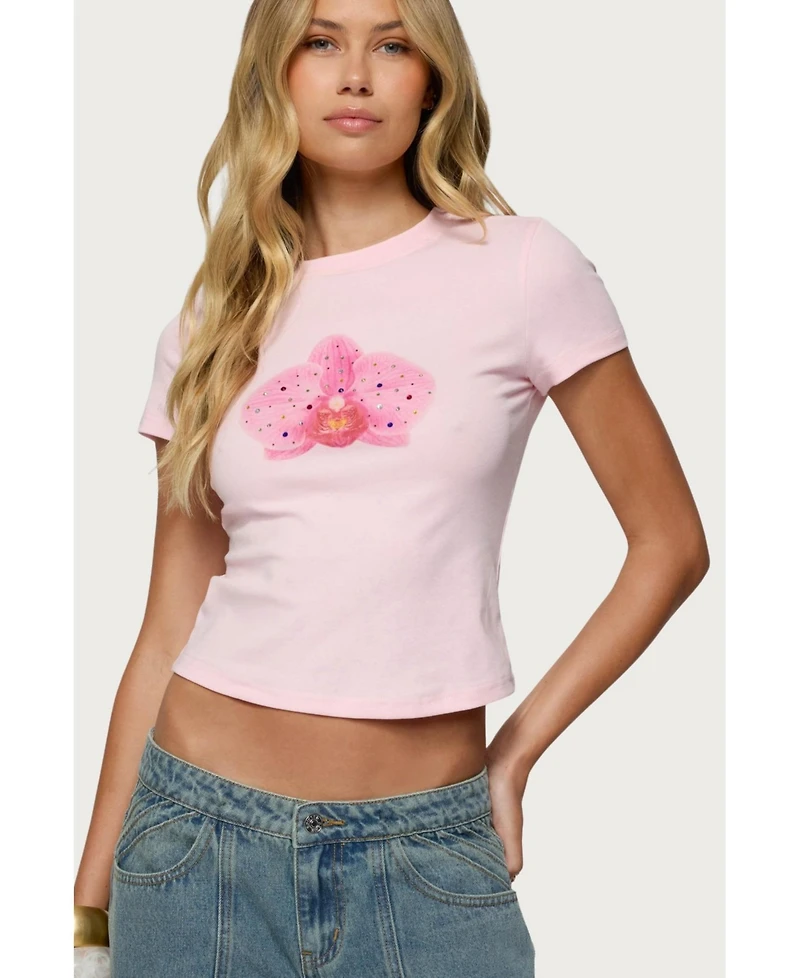 Edikted Womens Orchid Gemstone T Shirt