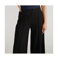 Universal Standard Womens Plus Pam Pintuck Wide Leg Ponte Pants