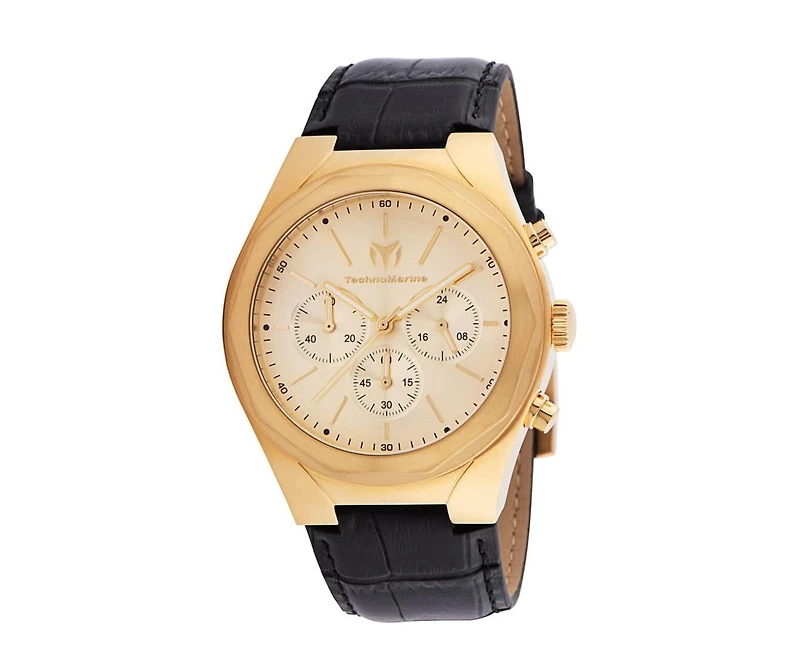 Technomarine Men's Tm-820011 MoonSun Quartz 3 Hand Gold Dial Watch